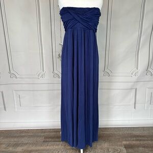 The Vanity Room Maxi Dress Women’s L Petite Navy Strapless Flowy Casual Comfort